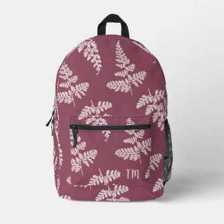 Pretty Pink Nature Pattern Monogram Initials Printed Backpack