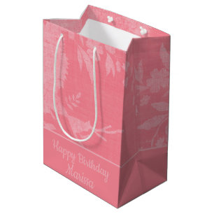 Pretty Pink on Pink Floral Background Medium Gift Bag