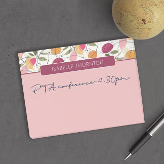 Pretty Pink & Orange Fruit Pattern Name Post-it Notes