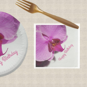 Pretty Pink Orchid Blossom Floral Customizable Napkin