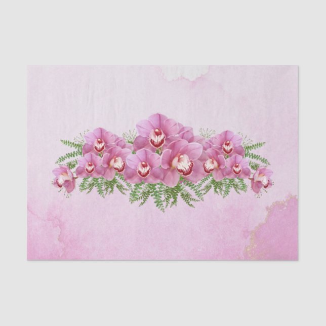 Pretty Pink Orchids Floral Tissue Paper (Front)