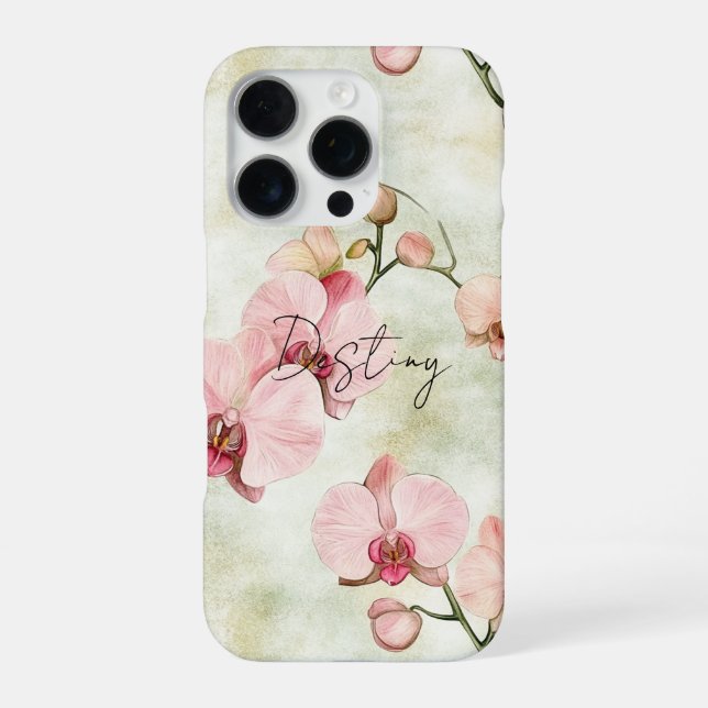 Pretty Pink Orchids iPhone Case (Back)