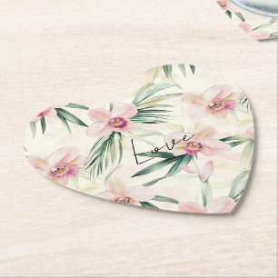 Pretty Pink Orchids Paper Coaster