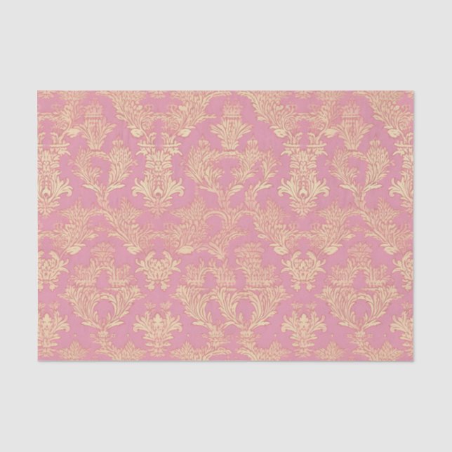 Pretty Pink Ornamental Damask   Tissue Paper (Front)