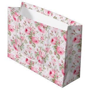 Pretty Pink Painted Roses Large Gift Bag