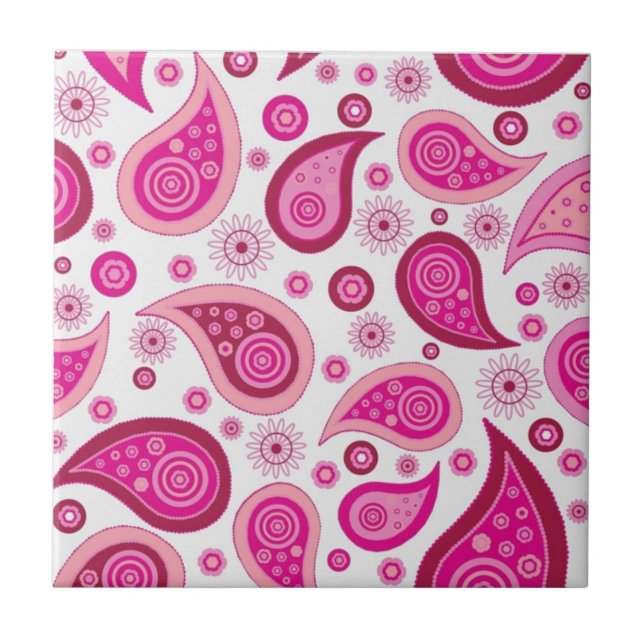 Pretty Pink Paisley Pattern accessories - add name Tile (Front)