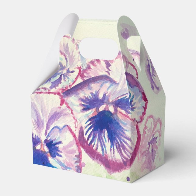 Pretty Pink Pansy Floral Wedding Cake Favour Box (Front Side)