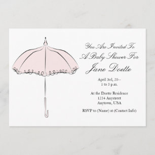 Pretty Pink Parasol Shower Invitation