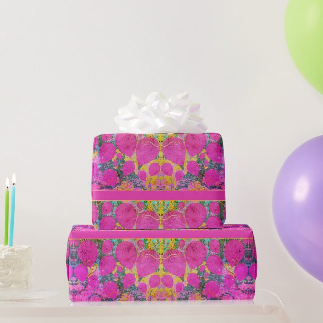 Pretty Pink Party Balloons Bright Pink Blue Gold Wrapping Paper (Party Gifts)
