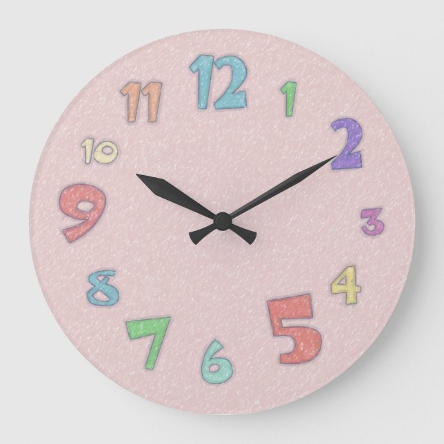 Pretty Pink Pastel Large Clock (Front)