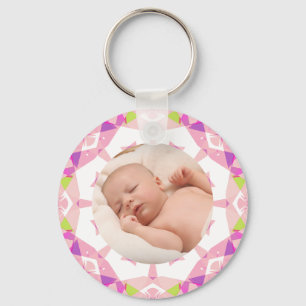 Pretty Pink Pastels Custom Photo Grandparents Day Keychain