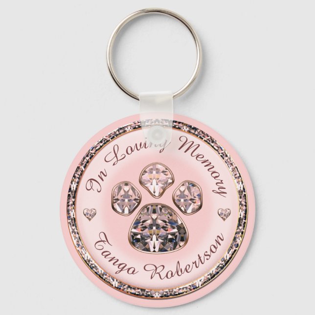 Pretty Pink Paw Print Keychain (Front)