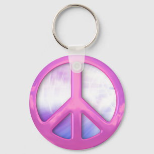 Pretty Pink Peace Sign Keychain