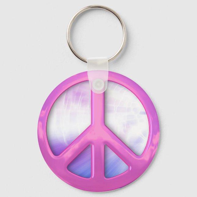 Pretty Pink Peace Sign Keychain (Front)