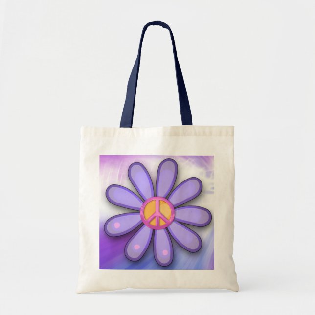 Pretty Pink Peace Sign Tote Bag (Front)