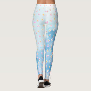 Pretty Pink Peach Flowers Leggings