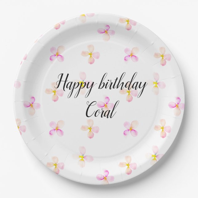 Pretty Pink Peach Flowers Paper Plate (Front)