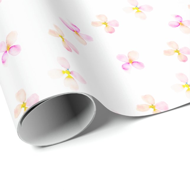 Pretty Pink Peach Flowers Wrapping Paper (Roll Corner)