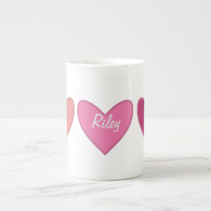 Pretty Pink & Peach Hearts Bone China Mug