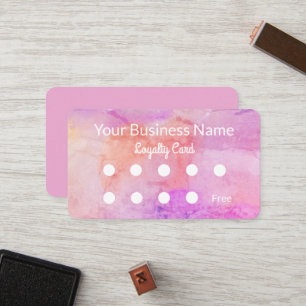 Pretty Pink Peach Watercolour Loyalty Card