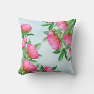 Pretty Pink Peonies Bouquet Throw Pillow