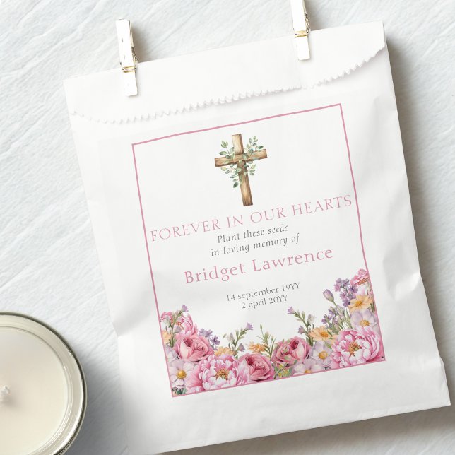 Pretty Pink Peonies Funeral Seed Packet Favour Bag (Creator Uploaded)