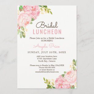 Pretty Pink Peony Bridal Luncheon Invitations