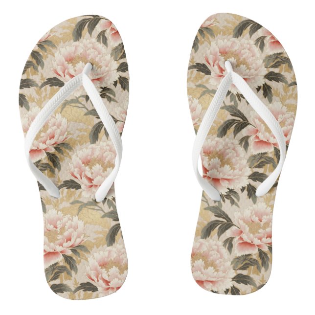 Pretty Pink Peony Flip Flops (Footbed)