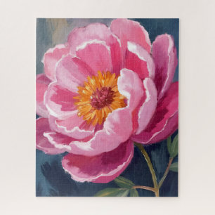 Pretty Pink Peony Flower Painting Watercolor Jigsaw Puzzle