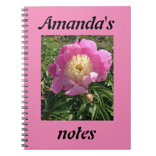 Pretty Pink Peony Photo Personalized Notebook
