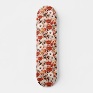 Pretty Pink Peony Vintage Floral Pattern Skateboard