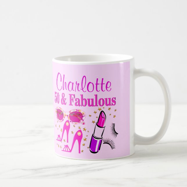 PRETTY PINK PERSONALIZED 50TH BIRTHDAY MUG (Right)