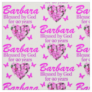 PRETTY PINK PERSONALIZED 90TH BIRTHDAY FABRIC