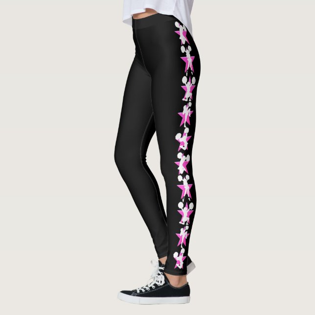 PRETTY PINK PERSONALIZED CHEERLEADING LEGGINGS (Left)
