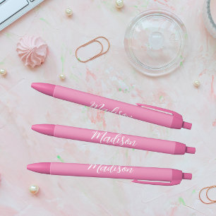 Pretty Pink Personalized Name Black Ink Pen