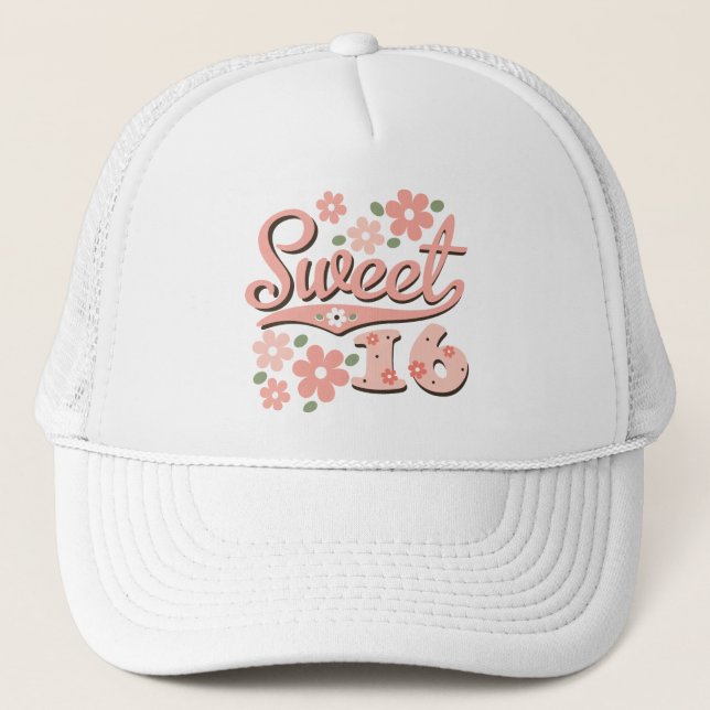 Pretty Pink Petal Sweet 16 Hat (Front)