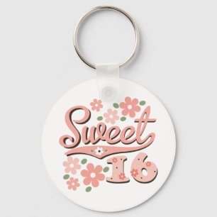 Pretty Pink Petal Sweet 16 Keychain