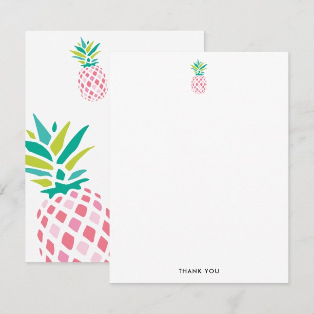 Pretty Pink Pineapples Thank You Note Cards (Front/Back)