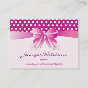 Pretty Pink Polka Dots and Bow Mommy Calling Cards