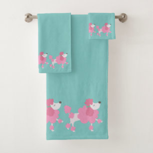 Pretty Pink Poodles Bath Towel Set