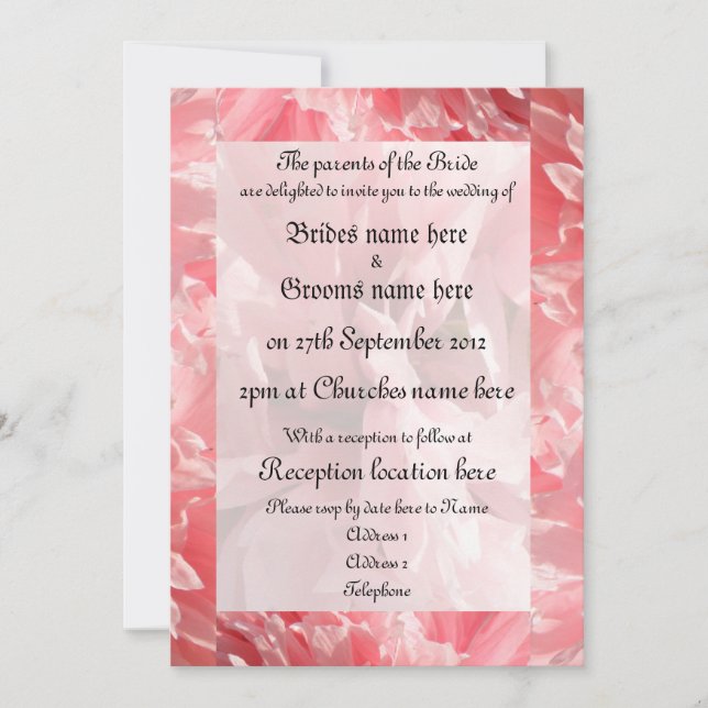 Pretty Pink Poppy Custom Wedding Invitations (Front)