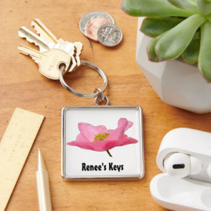 Pretty Pink Poppy Photograph Keychain
