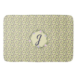 Pretty Pink Purple and Yellow Pansies Bath Mat