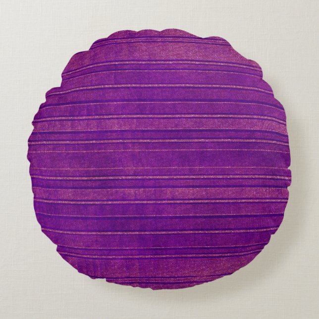 Pretty Pink Purple Distressed Watercolor Pattern Round Pillow (Front)