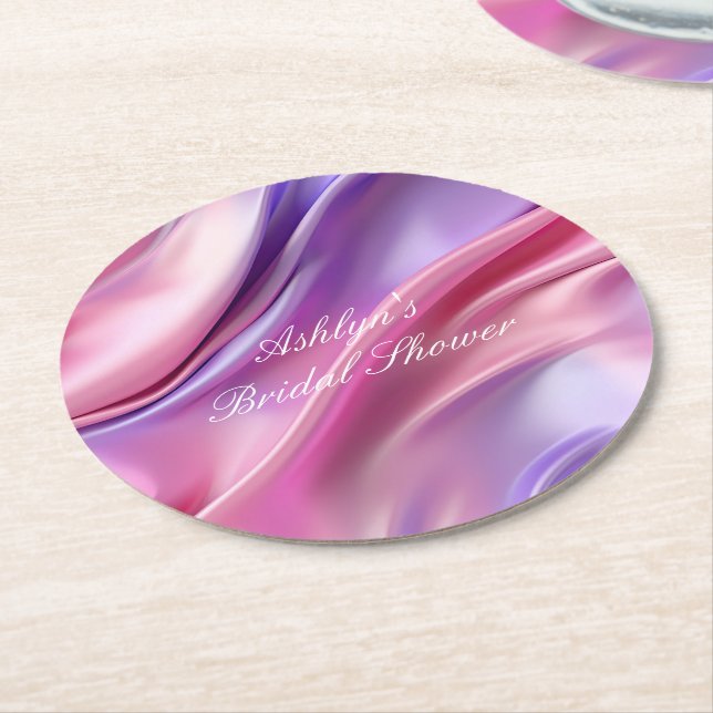 Pretty Pink Purple Dream Round Paper Coaster (Angled)