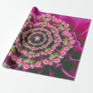 Pretty Pink Purple Green Garden Flowers Christmas Wrapping Paper