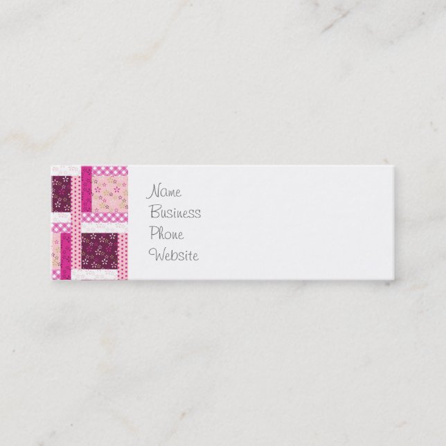 Pretty Pink Purple Patchwork Quilt Design Gifts Mini Business Card (Front)