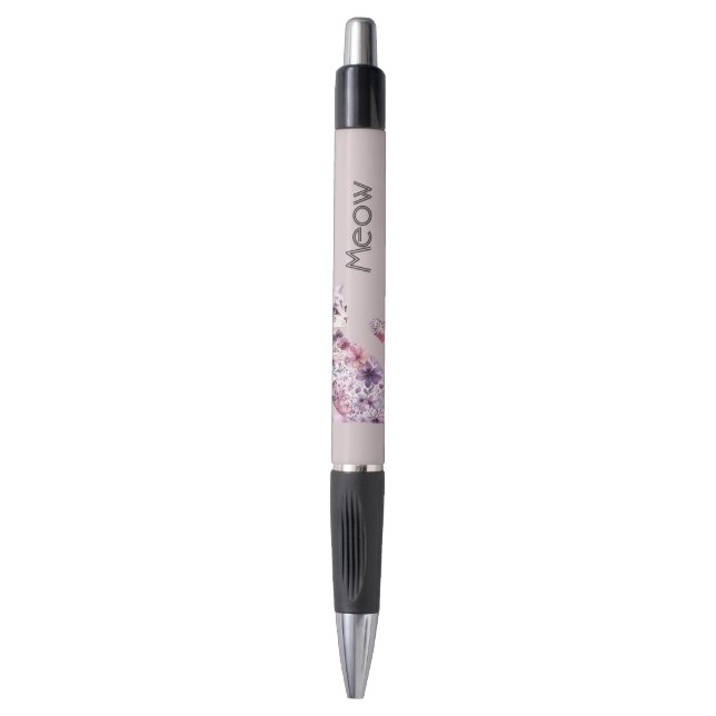 Pretty Pink Purple Roses Floral Cat Pen (Front Vertical)