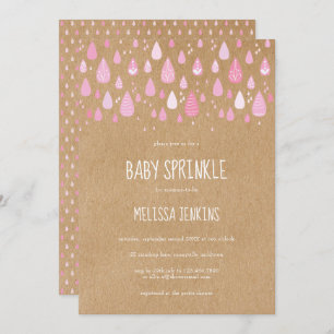 Pretty Pink Raindrops Baby Sprinkle / Shower Boho Invitation