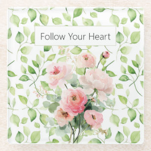 Pretty Pink Ranunculus Flowers  Glass Coaster